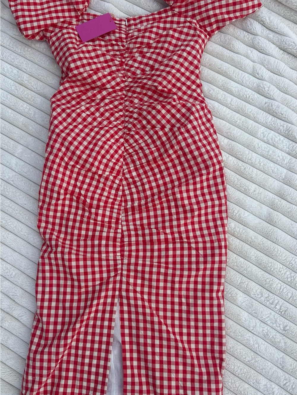 RHODE Red Gingham Puff Sleeve Midi Dress - Picture 3 of 5